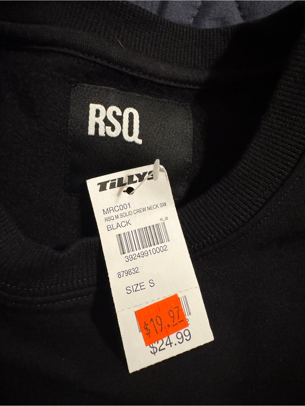 RSQ Black Men’s Crewneck Sweater